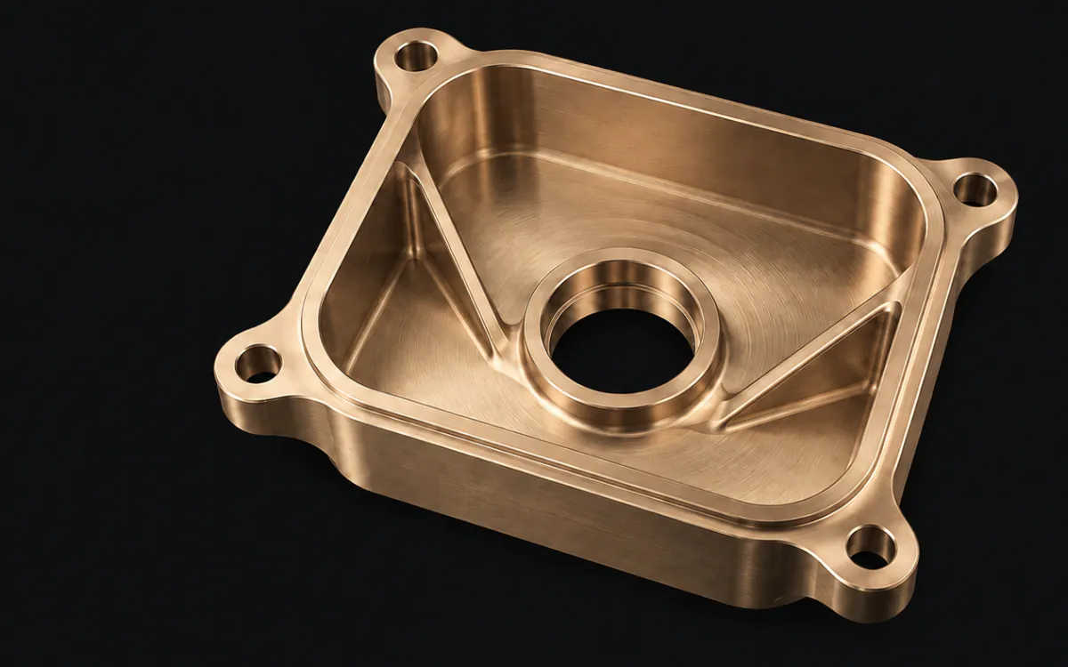 Pièce de référence en bronze pour usinage CNC.